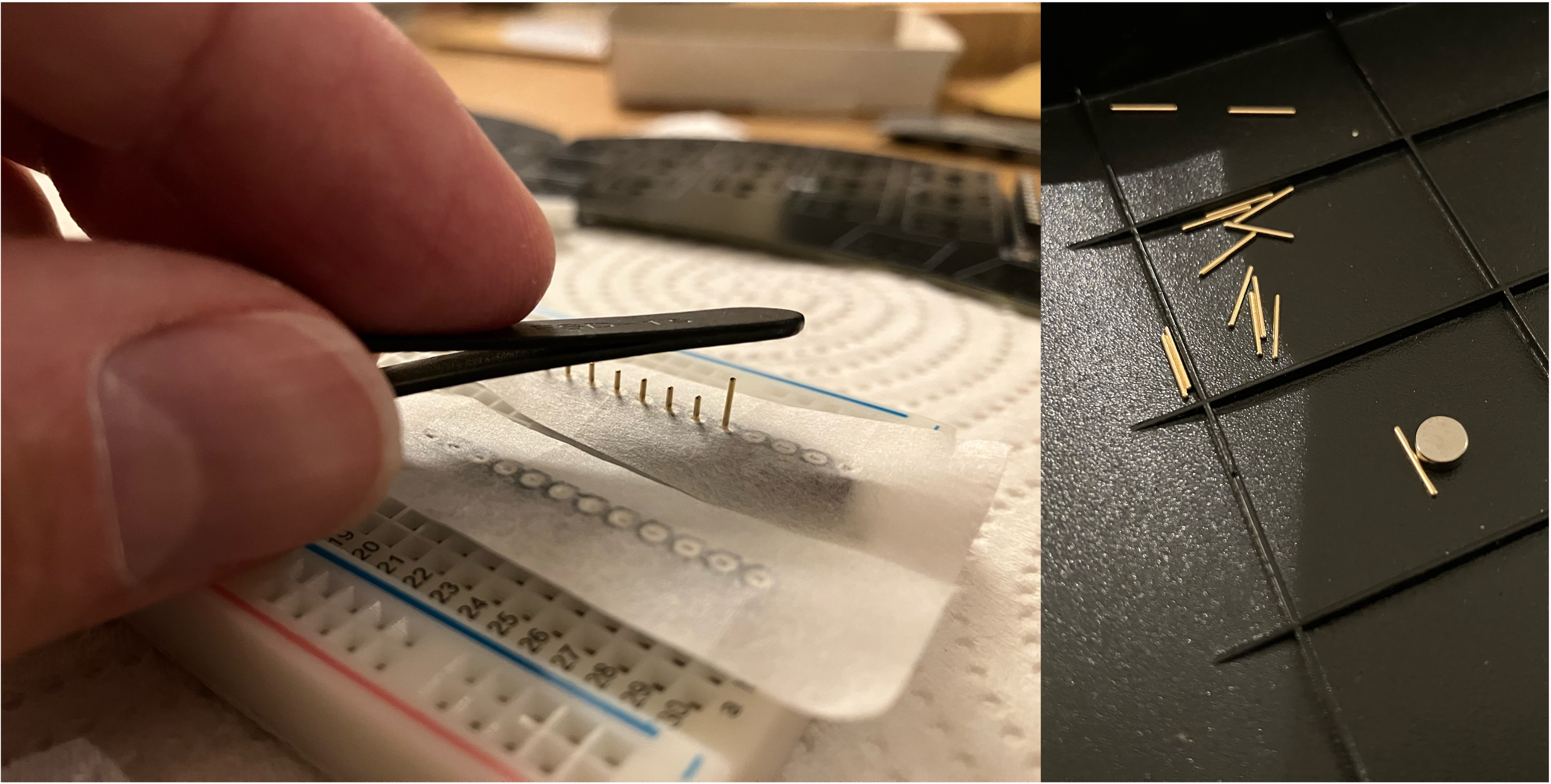 Mill-Max socketing method using a breadboard and tape